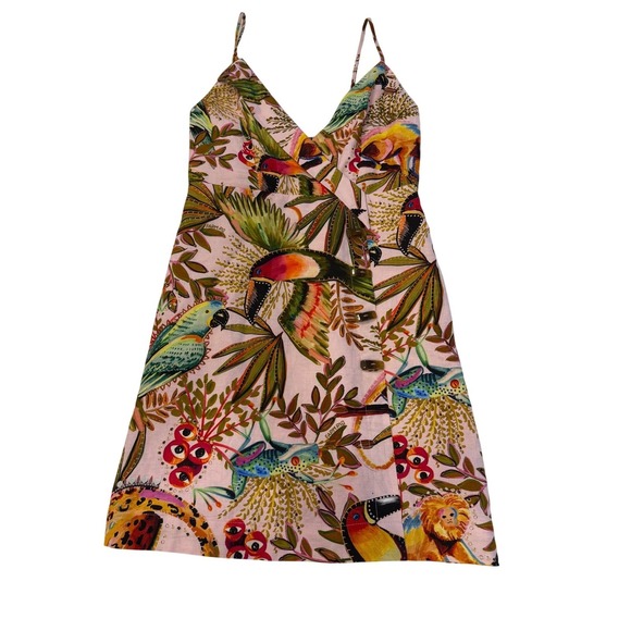 FARM Rio Dresses & Skirts - New FARM Rio Into The Jungle Mini Dress Pink Tropical Print Spaghetti Strap,Sml